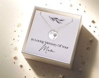 Bereavement Gift - Honor memory of your beloved mum "In Loving Memory Of Your Mum" Silver Necklace - Sympathy Card Box Mother - Mum Memorial