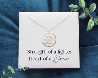 Warrior Heart Necklace - Encouragement Gift for Her, Be Strong Support for Mental Health, Strength and Positivity Pendant