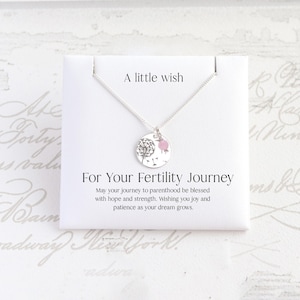 Fruchtbarkeit Wunsch Halskette - Sterling Silber Pusteblume Anhänger mit Rosenquarz Perle - IVF viel Glück Geschenk, Fruchtbarkeit Kristall Schmuck-Stütze