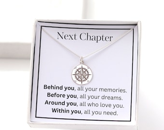 Graduation Gift for Her - Silver Compass Necklace, Fresh Start, New Beginnings Jewellery, New Chapter, Adventure Gift For Friend