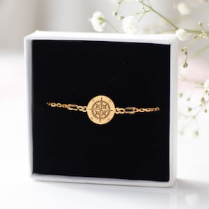 Compass Bracelet For Women, Travel Gift For Her, Gold Bracelet Present, Leaving Gift, Graduation Gift For Daughter, Birthday Gift For Sister