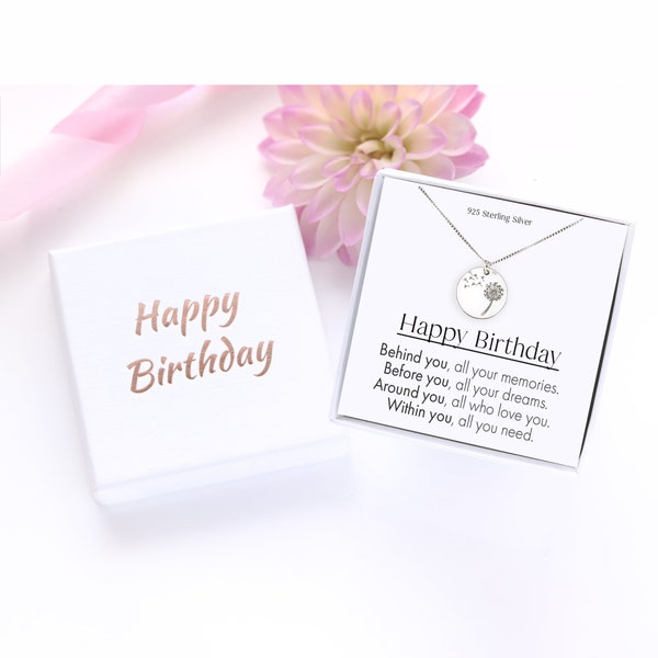 Birthday Gift for Women - Elegant Silver Dandelion Jewellery Keepsake - Present for Mom, Sister, Daughter - Gift Box for Her