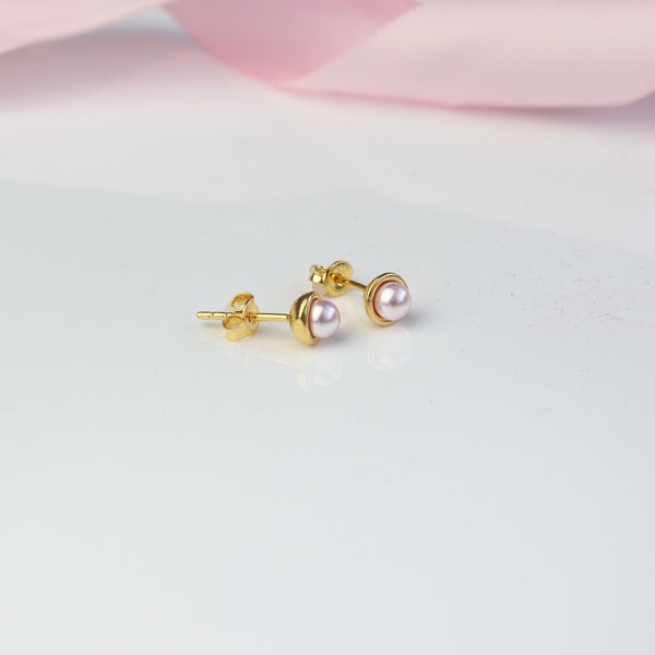 Pearl Earrings - 24K Gold Plated, Hypoallergenic Ear Studs Jewellery for Sensitive Skin, Happy Birthday Wishes for Friend, Sister, Wife