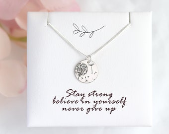 Strength Healing Necklace, Mental Health Support, Inspirational Warrior Positive Card for Her, Self Care Jewellery, Hope and Belief Gift Box