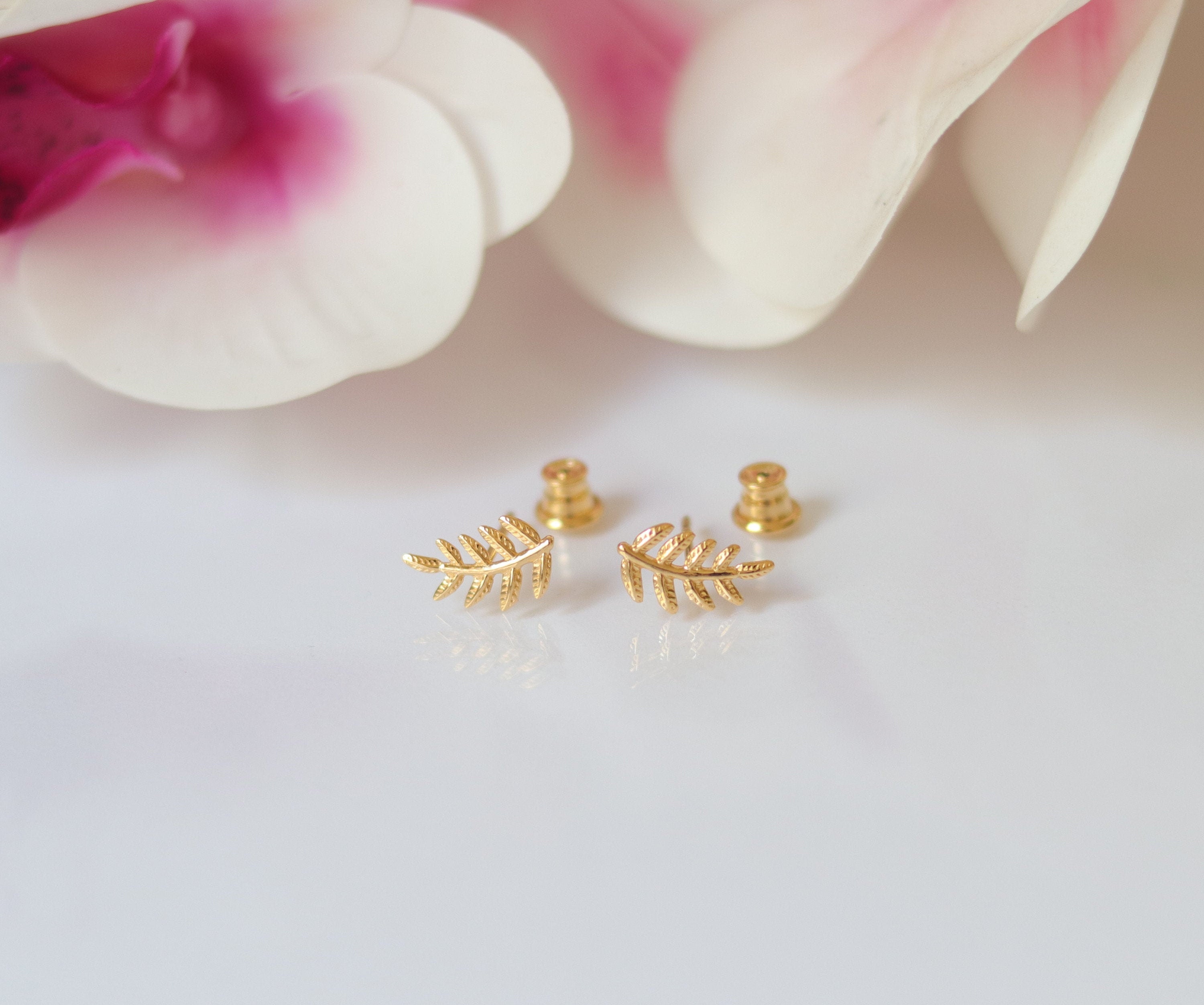 Leaf Earrings Rose Gold Earrings Studs Earrings for Women Etsy UK