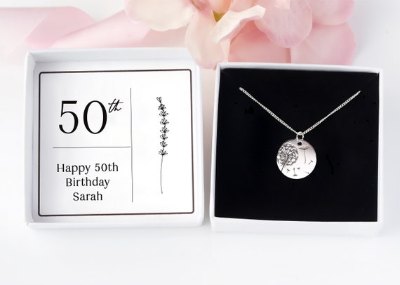 50th Birthday Gift For Women, Personalised Ladies 50th Birthday Ideas Present For Her, Jewellery Gift Box