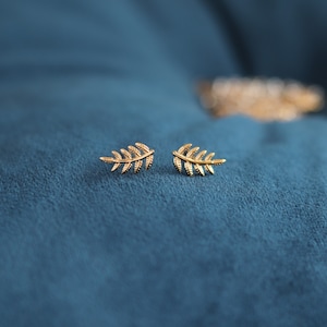 Gold Leaf Stud Earrings: Hypoallergenic Tiny Studs - Perfect for Sensitive Ears & Allergy-Prone Skin, Gold-Plated Studs with 24k Gold Finish