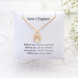 Collar de jubilación, collar de despedida del árbol de la vida, regalo de despedida para un colega, regalo de un nuevo capítulo, regalo de mudanza para un amigo