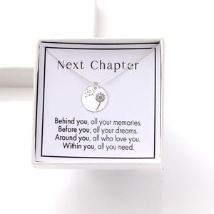 Gioielli regalo per il divorzio, regalo per nuovi inizi, collana &quot;Next Chapter&quot;, ciondolo ispiratore, regalo per un trasloco, migliore amico con vibrazioni positive
