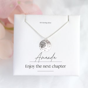 Cadeau voor vrouwen, afscheidscadeau voor vrouwen, ketting voor een nieuw begin, afscheidscadeau, zinvolle sieraden voor nieuw hoofdstuk, gepersonaliseerde gelukskaart