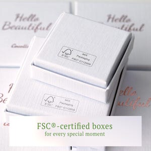 Informational image about CocollaArt’s FSC®-certified sustainable gift packaging.