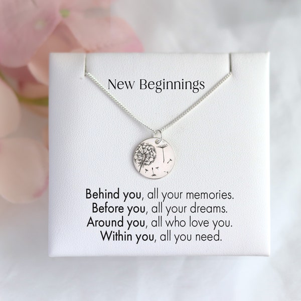 Cadeau de collier New Beginnings 2024, cadeau de nouveau chapitre pour elle, bonne chance, nouvelle carte de travail, commencer un nouveau voyage, nouvelle aventure, cadeau de remise des diplômes