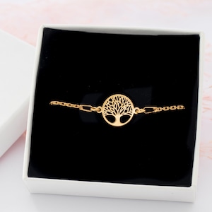 Tree Of Life Bracelets For Women, 24K Gold-Plated Sterling Silver, Dainty Minimal Bracelet, Birthday Gift For Mum - Family Bond Gift for Her