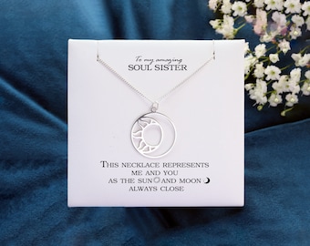 Soul Sister Necklace Gift For Her, Birthday Gift For Sister, Best Friend Gift, Friendship 925 Sterling Silver,