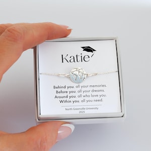 Afstudeercadeau armband met gepersonaliseerde kaart – meisjes middelbare school – aangepaste naam en Uni – You Did It – Well Done Daughter-sieraden