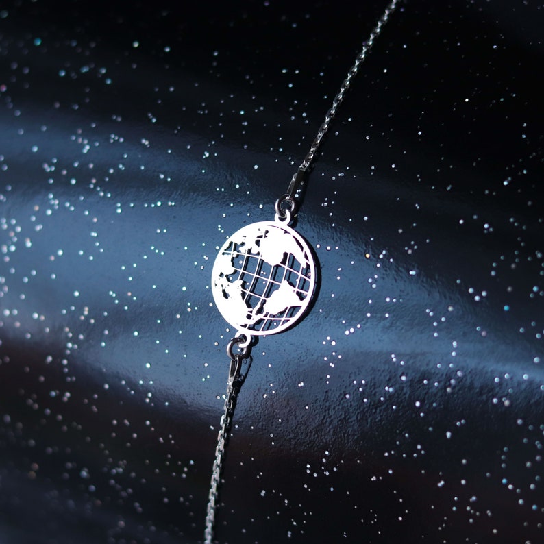 Globe Necklace in Sterling Silver Graduation Gift Travel Map