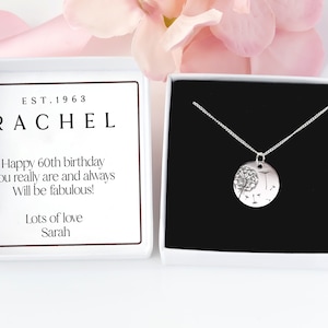 Presente personalizado de 60º aniversário para mulheres, colar com cartão de 60º aniversário, presente de 60º aniversário para melhor amiga, mãe, babá, tia nascida em 1963