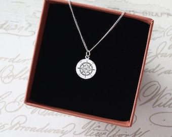 Compass Necklace, Silver Necklaces For Women, Graduation Gift, Daughter Gift, Personalised Gift For Her, Adventure Jewellery