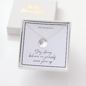 Hope Stay Stark Halskette - Sterling Silber Positive Heilung Anhänger, inspirierender Schmuck, Krieger Motivationsgeschenk für Freund