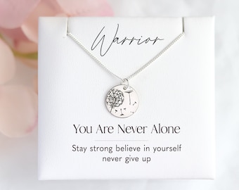 Warrior Necklace, Strength of a Fighter Gift For For Friend, Care Health Support Gift, You Are Strong Card