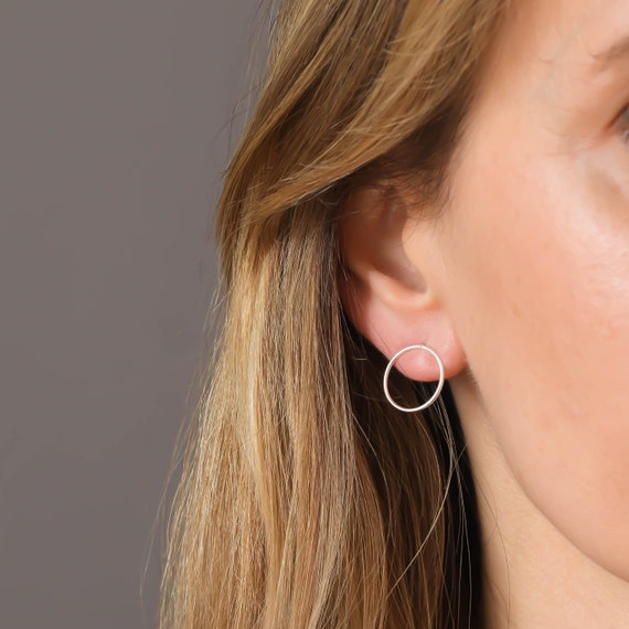 Sterling Silver Open Circle Stud Earrings Symbol for Eternity