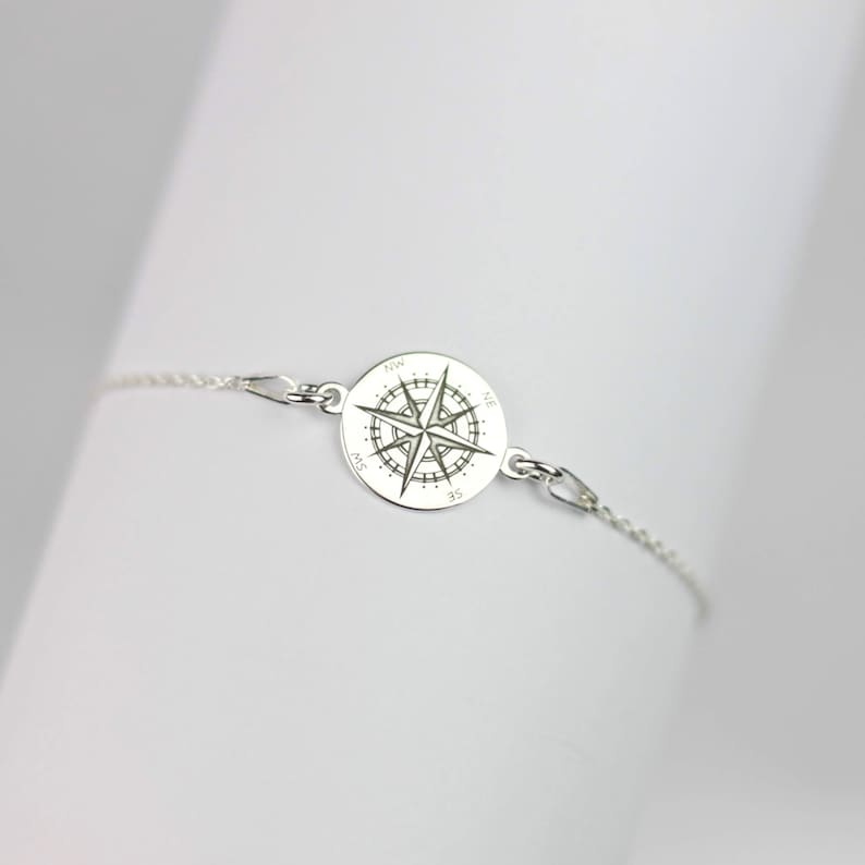 Silver Bracelet Compass Bracelets for Women Sterling Silver Etsy