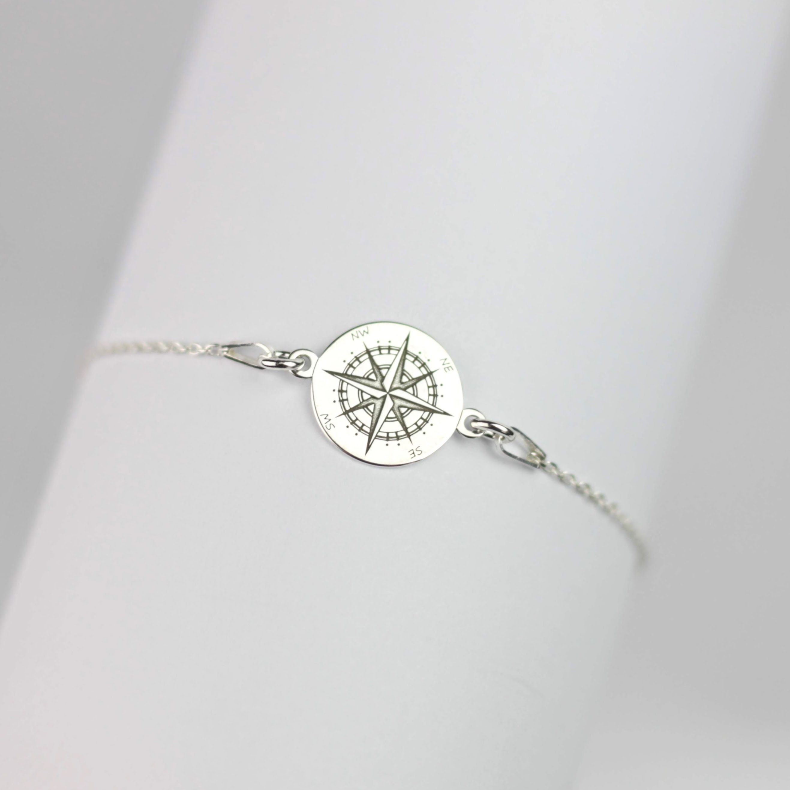Silver Bracelet Compass Bracelets For Women Sterling Silver Etsy