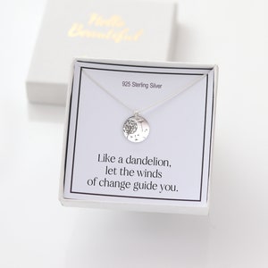 Sterling Silver Dandelion New Beginnings Necklace - Inspirational Card Graduation Gift for Her