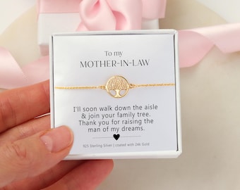 Mother-in-Law Wedding Gift - Gold Tree of Life Bracelet - Thank You for Raising the Man of My Dreams