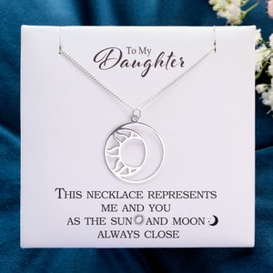 Para minha filha, colar presente do pai, colar de sol e lua para ela, presente de aniversário para filha da mãe e do pai