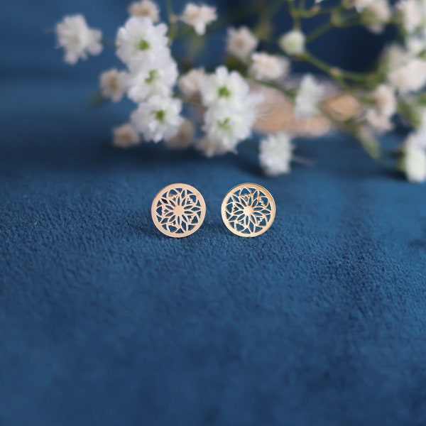 Ear Stud Gold Earrings for Women | 24k gold plated 925 Sterling Silver Small Boho Jewellery | Allergy-free | Summer Gift for Her