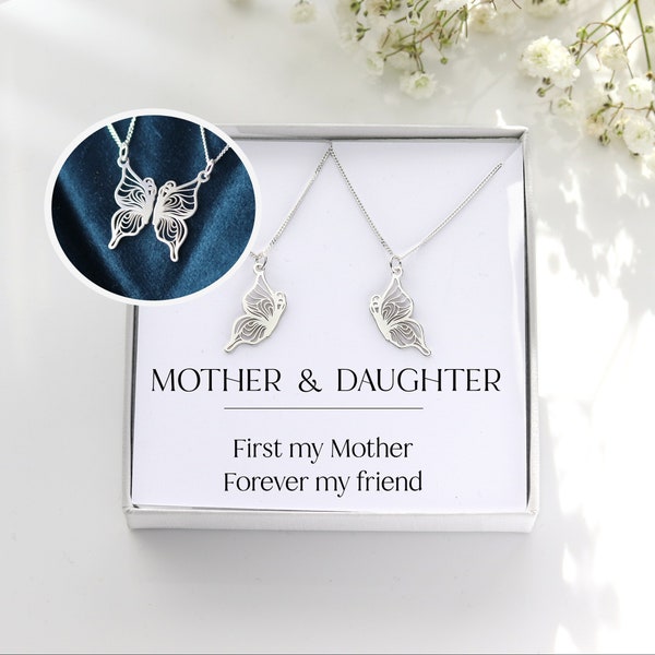 Mother Daughter Butterfly Necklace Set for 2 - Mommy Jewellery, Perfect Gift for Mum - Matching Necklaces, One for you - one for me