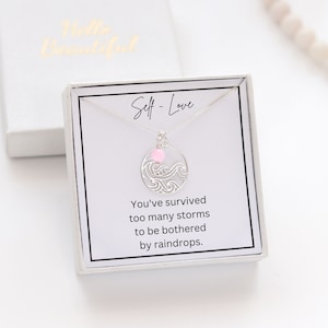 Zelfliefde golfketting met rozenkwarts - Beachy Boho Boho, Too Many Storms Inspirerend verjaardagscadeau voor dochter, zus, vriend