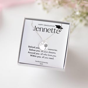 Collar de graduación para hija: regalo personalizado con tarjeta inspiradora, recuerdo para la promoción de 2025 de secundaria y universidad.