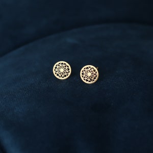 24k Gold Plated Mandala Stud Earrings: Hypoallergenic Jewelry