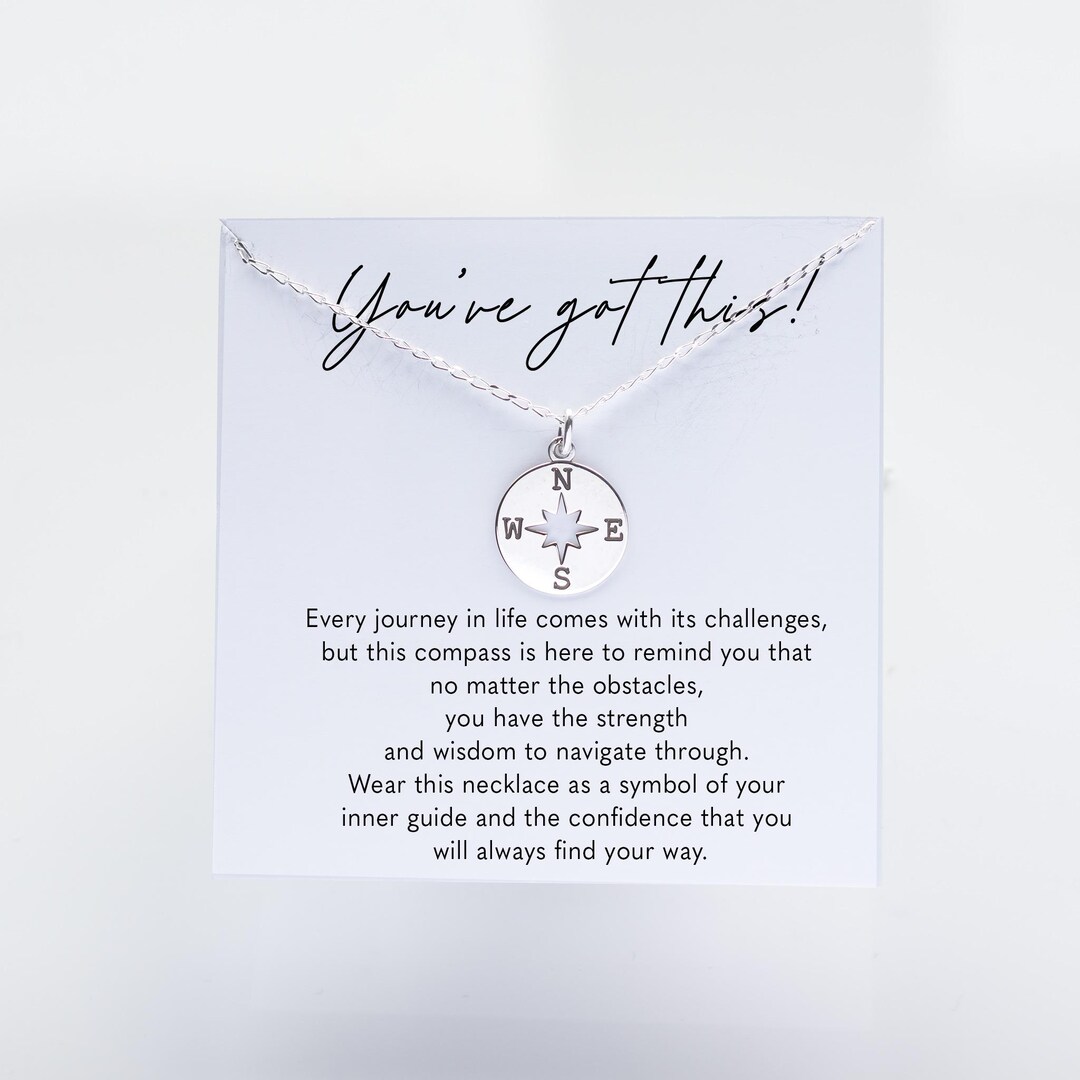 Motivational Strength Necklace - 925 Sterling Silver Compass, Inner ...