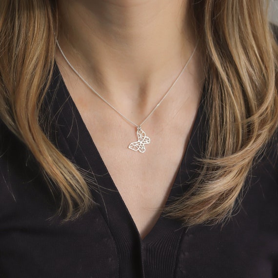 Collier Sautoir Papillon Style Filigrane Argenté - Neuf Avec étiquettes, Métal Garanti Sans Nickel