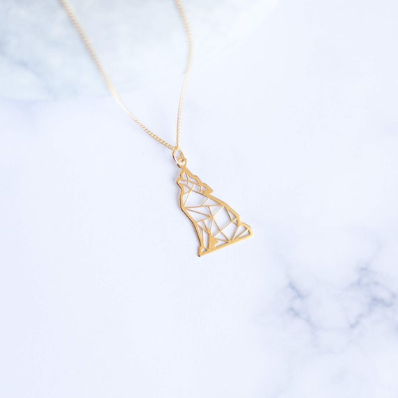 Royal Lion Silver Heart Necklace Geometric Wolf