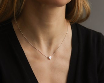 Sterling Silber Stern Halsketten für Frauen, zierliche Halskette, Layering Halsketten, minimalistische Halskette, Boho Halskette, Geschenk für sie