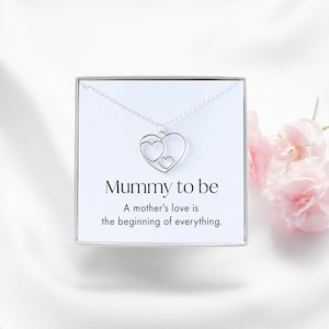 Mummy to Be Sterling Silver Necklace – Baby Shower Gift – New Mum Jewellery – Heart Pendant Pregnancy Gift – 925 Silver for Expectant Mother