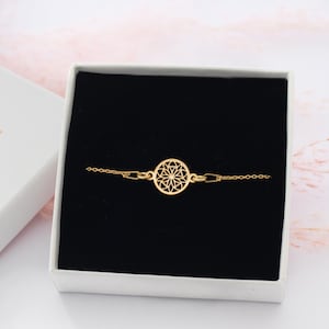 Gold Bracelets For Women, Dainty Boho Chic Dreamcatcher Bracelet, Meaningful Mandala Gift For Her, Bohemian Style Women&#39;s Jewellery