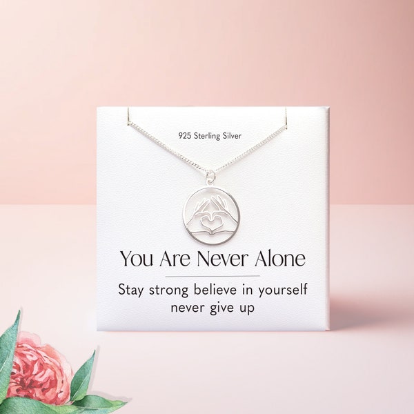 You Are Never Alone Inspirational Necklace for Strength, Wellness Support Card, Perfect Gift for Recovery & Encouragement, Positive Necklace
