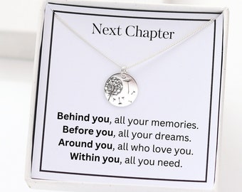 2024 New Beginnings Gift, Next Chapter Sterling Silver Dandelion Necklace - Inspirational Jewellery - Gift for Starting New Chapter in Life