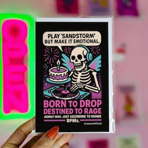 Funny Skeleton DJ Birthday Card: Raver EDM Gift