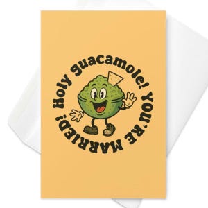 Cartão de casamento engraçado "Você está casado" com "Santo Guacamole" - Presente fofo e engraçado para recém-casados, perfeito para amantes de abacate, humor para noivos