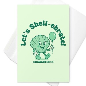 Let's Shell-ebrate Greeting Card – Funny Beach Pun Card for Birthdays, Anniversaries, or Any Occasion Worth Making Waves Over