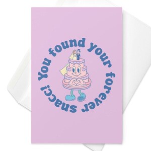 Cartão de casamento engraçado Forever Snacc - presente hilário para noivos, humor fofo para recém-casados, perfeito para casais com um amor do tamanho de um lanche