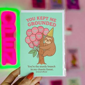 Funny Sloth Thank You Card – You Kept Me Grounded