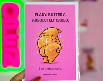 Funny Croissant Birthday Card: Buttery Pastry Humor Bon Anniversaire