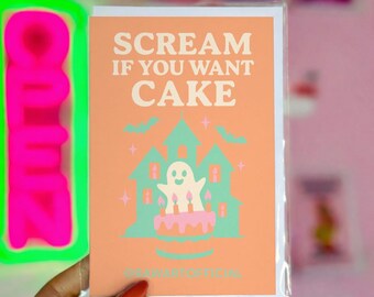 Spooky Birthday Card: Scream If You Want Cake, Funny Halloween Greeting